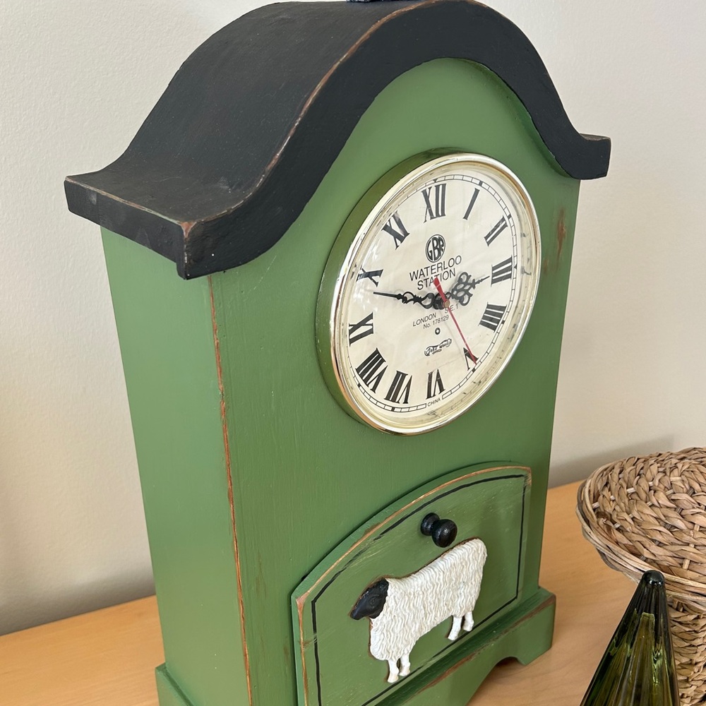 Green and Black wooden Wall Clock